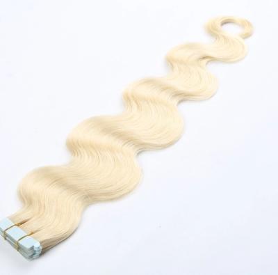 China Factory Wholesale 100% Virgin Brazilian Human Hair Supplier 613 Blonde 10a Body Wave Double Drawn Tape In Hair Extensions for sale