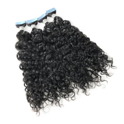 China Factory Price 100% Natural Black Color Brazilian Human Remy Curly Hair Wave 3b Curly Tape In Hair Extensions for sale