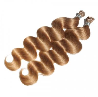 China #6 Raw Brazilian Human Remy Human Hair Double Body Wave 100% Human Remy Straight Drawn Light Brown Hair I Tip Hair Extensions for sale