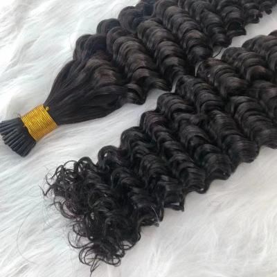 China High quality pulled indian raw double curly hair virgin virgin hair extension i tip 12a grade i tip for sale