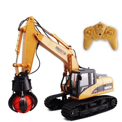 China RC Hobby HuiNa 571 2.4G 1/14 16 Channels Metal RC Excavator Charging 1:14 RC Car Model Toys Kids Gifts for sale