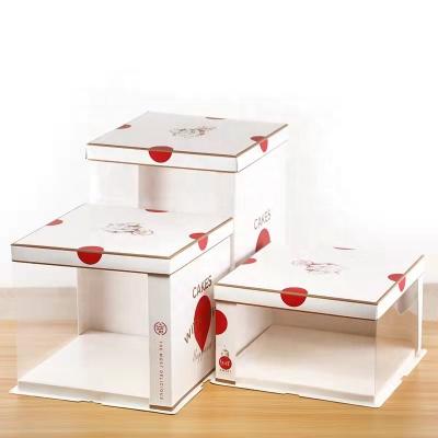 China Recyclable Custom Transparent Paper And Logo Pet Cake Packaging Box for sale