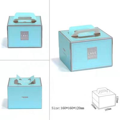 China Recyclable Disposable Bespoke Cake Box Paper Packaging Take Out Sweet Box With Handle for sale