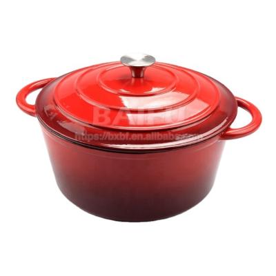 China Sustainable Factory Wholesale Enameled Cast Iron Casserole With Two Loop Handles Cast Iron Dutch Oven Bread Pot for sale