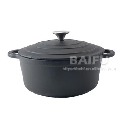 China Matte Black Enameled Cast Iron Sustainable Covered Lid Dutch Oven Casserole Dish Casserole Pan for sale