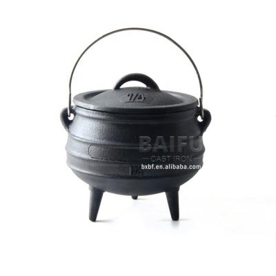 China Factory Price Amazon Cast Iron Viable Pre-Seasoned Potjie Pot For Cooking Cauldron Oven Pressure Cooker Soup Dutch Potjiekos Camping Pot for sale