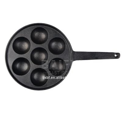 China Hot Selling Pan Octopus Balls Maker Cake 7 Hole Asian Zen Amazon Ebelskiver Pan Cast Iron Japanese Pre-seasoend Takoyaki Grill Pan for sale