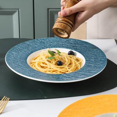 China Sustainable Ceramic Soup Dish Pasta Dish Porcelain 11 Inch Round Dish Dinnerware For Restaurant for sale