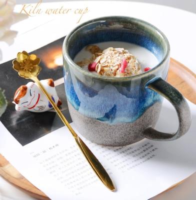 China Viable Japanese-style Creative Reactive Luster Interior Ministry Water Coffee Milk Cup Cereal Breakfast Ceramic Mug for sale