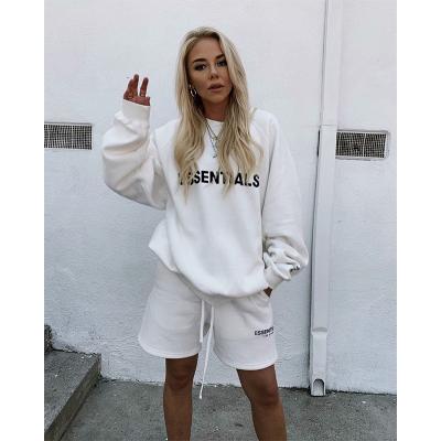 China Breathable unisex short set women hoodie pullover embroidery logo hoodie and shorts set custom men for sale