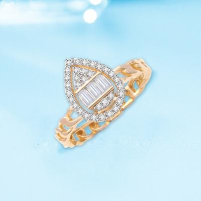 China FASHIONABLE Luxury Girl Ladies Fashion Jewelry Women's Gift Drop Shaped Zircon 18k Gold Ring for sale