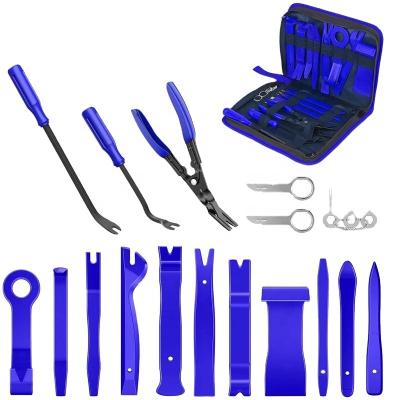 China 19Pcs Parts Trim Removal Tool Kit Pliers And Trim Clips Automotive Upholstery Remover Car Panel Removal Nylon Set With Portable Storage Bag for sale