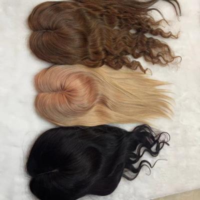 China Straight 6*6 Silk Base Top Hair Piece Remy Human Hair Toppers Blonde For Women for sale