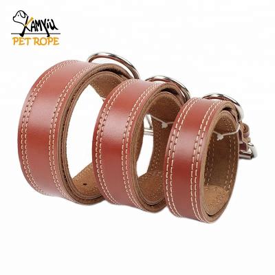 China Sustainable Wholesale Pet Large Medium And Small Dog Cow Leather Dog Collar With Double Wire for sale