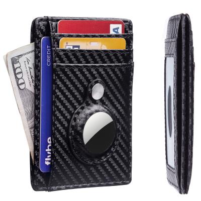 China High quality wallet for AirTag slim minimalist holder compatible with AirTag carbon fiber texture for sale