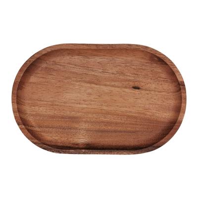 China Traditional Acacia Shape Household Restaurant Tea Tray Snack Fruit Dry Serving Wooden Oval Dish for sale