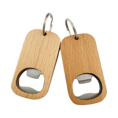 China Kitchen Sustainable Bar Handle Wooden Bottle Opener With Stainless Steel for sale