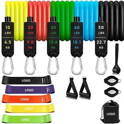 China GOGR Band +Rubber+EVA Resistance Bands Set Stackable Workout Exercise Bands With Handles Resistance Loop Bands Jump Rope for sale