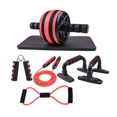 China Body Ab Wheel Roller Kit With Knee Mat Jump Rope Push Up Bar Home Gym Equipment For Women Men for sale