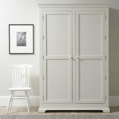 China Hot Sale European Style 2 Doors Storage Bedroom Solid Wood White Wardrobes for sale