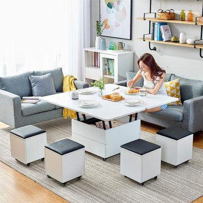 China (height) adjustable multifunctional folding lift top coffee table with stools and storage wheels for sale