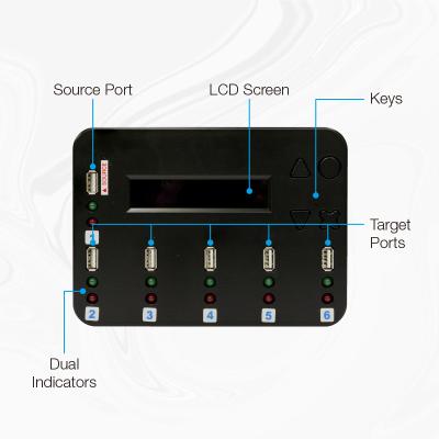 China 1:5 Standalone USB Duplicator Copier and Data Eraser for Flash Drive and USB Hard Drive 18TB+ for sale