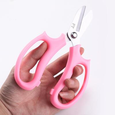 China Logo Floral Tools Garden Flower Scissors Pruning Shears Anti-Slip Handle Customized with Pink Handle for sale