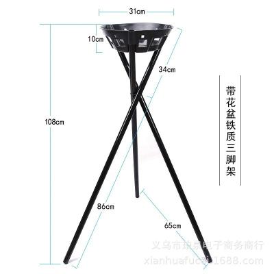 China Mid Century Modern Flower Basket Metal Tripod Floriculture Floral Arrangement Flower Stand Wedding Road Lead Opening Bracket for sale