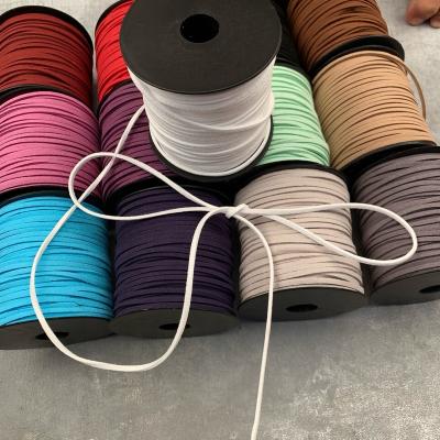 China Flower Wrapping Flat Faux Suede Braided Rope Korean Velvet Yarn Leather Handmade Rope For DIY Jewelry Making Dropshipping for sale