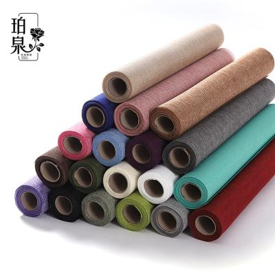 China Flower Wrapping Customized Logo Color Hight Quality Linen Fabric Roll For Flower Fower Wrapping Gift Decoraiton Table Decoraiton Materia for sale