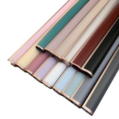 China Fresh Flower Fog Gold Edge Fog Paper New Simple Pure Color Moisture-Proof Frame Soft Lightweight Outdoor Waterproof Wrapping Paper for sale