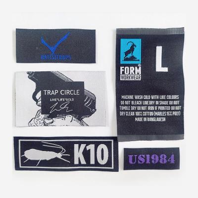 China Viable Customize Private High Density Damask End Fold Satin Woven Labels For Clothing for sale