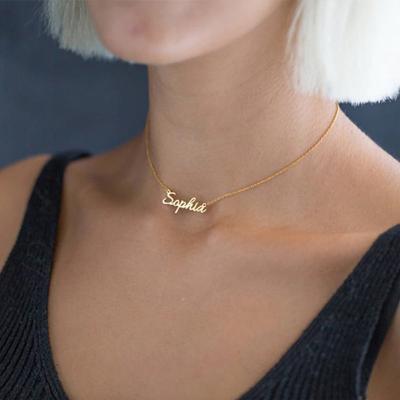 China High Quality Stainless Steel Name Necklace Personalized Custom Women Jewelry Letter Nameplate Necklace Birthday Gifts for sale