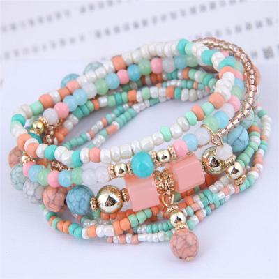 China BOHEMIA 2020 New Bohemia Charms Multilayer Braided Handmade Bracelets Beads Dangle Bracelets and Bangles Candy Color for sale