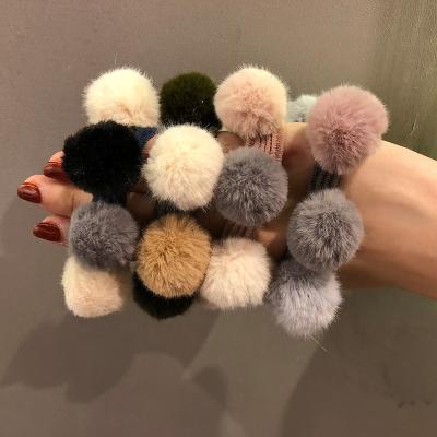 China Fashionable Women Girls Pompom Hair Ties Ponytail Holder Handmade Elastic Hair Bands Accessories Cute Scrunchies Fashion Elastic Hair Bands for sale