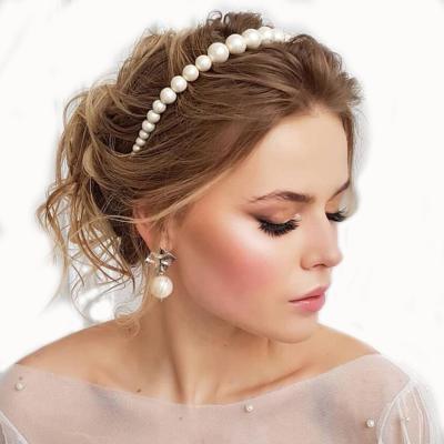 China Big Pearl Headbands Women Pearl Headbands Women's Wild Personality Fashion Girls Headband Elegant Luxury Trendy High Quality Rhinestone for sale