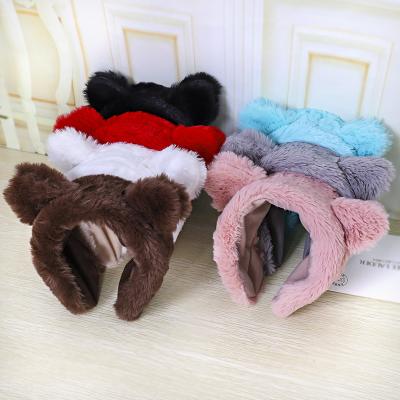 China New Cartoon Wash Hair Band Autumn Winter Teddy Curly Plush Women's Thick Headband High Quality Animal Wide Edge Headband for sale