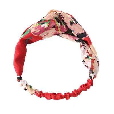 China High Quality Summer Women Girls Fashion Bohemian Hair Bands Print Cross Bandanas Vintage Turban Headbands Hair Bands Hair Accessories for sale