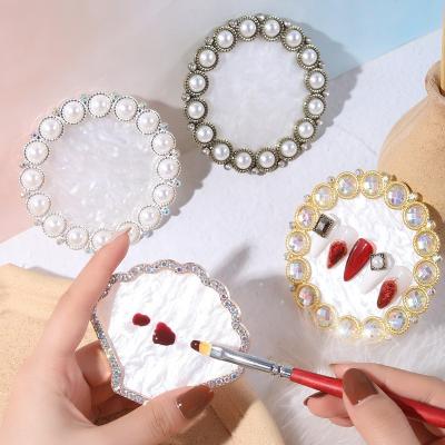 China Universal Hot - Selling Vintage Pearl Dish Flower Palette Nail Gel Polish Display Showing Tools for sale