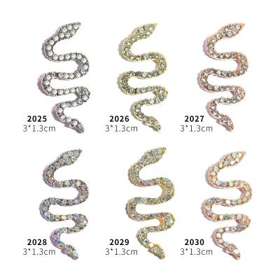 China Crystal Nail Art Oversized 3D Snake Nail Charms Gold Metal Crystals Rhinestones For Nails Art Decorations Alloy Nail Diamond for sale