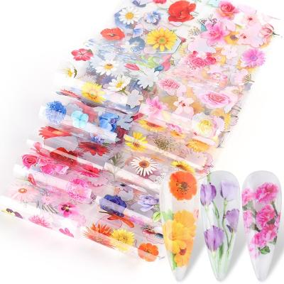 China Eco-friendly Material And Easy Apply Winter Color Dried Flowers Nail Art Transfer Foil Foil Foil Transfer Paper 10pcs/set for sale