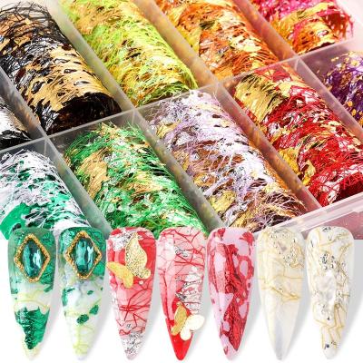 China Eco-friendly material and easy apply wholesale new arrival 4 design nail art mix mesh transfer foil nail art for sale