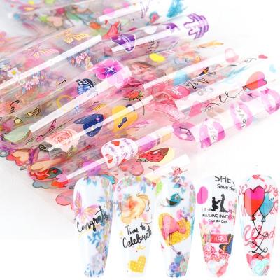 China Finger Nail Art Newest Love Shape Butterfly Valentine's Day Foil Nail Art for sale