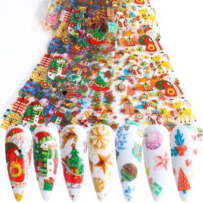 China Eco-Friendly Material And Easy Apply Nail Art Transfer Foil Sticker 10 Design / Bag Nail Christmas Transfer Paper for sale