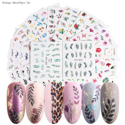 China Fashionable Hot Sale 68 Leaves Watermark Nail Stickers Water Decals DIY Decoration For Nails for sale