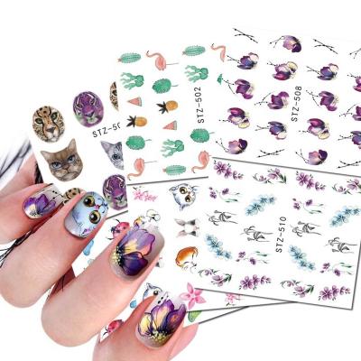 China Hot Sale Summer Lipstick Finger Nail Art Cactus Flower Watermark Nail Sticker for sale