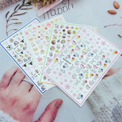 China Eco-Friendly / Easy Apply 2021 Popular 3d Rainbow Bear 3D Self Adhesive Nail Stickers for sale