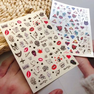 China Easy Apply Hot Sale Valentines Day Heart Shape Lips Self Adhesive Stickers For Nail Art Sticker for sale