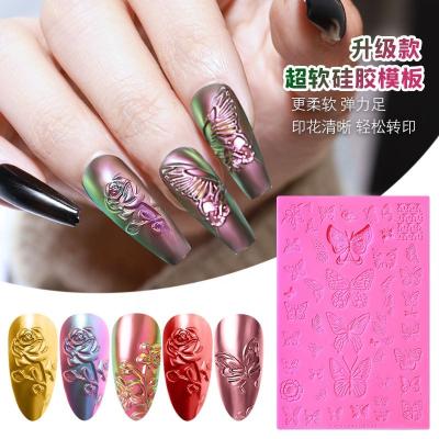 China Excellent Nail Art Effect Newest Improved 3D Three Dimensional Relief Butterfly Flowers Silicone Nail Punching Machine for sale