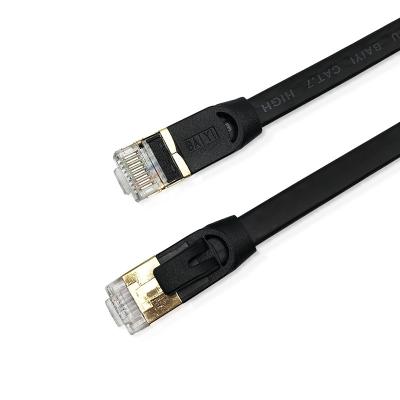 China black/orange network rj45 sftp cat7 shielded CAT7 flat patch cable internet network LAN solid patch cord for sale